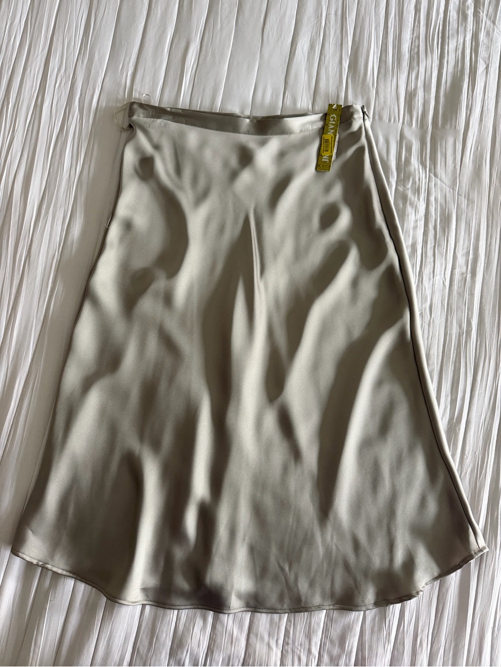 Gianni Bini A-Line Satin Skirt in Light grey